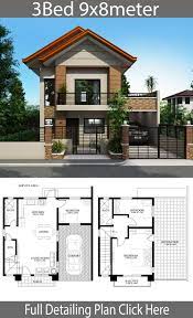 5 House Design Plans Home Design Plan 9x8m With 3 Bedrooms Letnie Domiki Arhitektura Plany Etazhej Doma