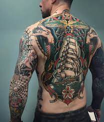 Some Work I Ve Been Doing This Year For My Good Buddy Paul Cummings1973 Thank You So Much Pal Manchestertat Back Tattoo Back Piece Tattoo Traditional Tattoo