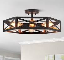GoYeel 6 -Light 19.69-in Black Semi Flush Mount Light