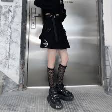 Shop our gothic boots at attitude clothing! Normcore Studios Black Techwear Goth Aesthetic Skirt 3 Piece Set