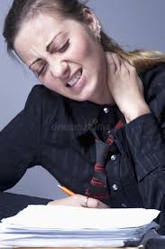 Tension is Becoming a Pain in the Neck Body Language Stock Photo