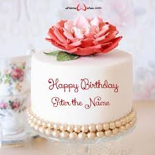 Happy birthday with flowers flower nature isolated on a white background. Birthday Gift Cake Image With Name Enamewishes