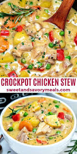 Hearty And Filling Slow Cooker Chicken Stew Recipe In 2020 Slow Cooker Chicken Stew Stew Chicken Recipe Chicken Slow Cooker Recipes