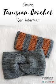 This twistin' the night away headband is the perfect last minute knitting project. Simple Tunisian Crochet Ear Warmer Free Pattern Onelittlehook