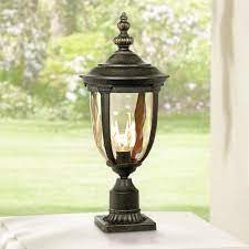 Hammered cast aluminum porch light sconce bungalow cottage. Vintage Outdoor Post Light Bronze 25 Inch Tall Fixture With Pier Mount For Deck For Sale Online Ebay