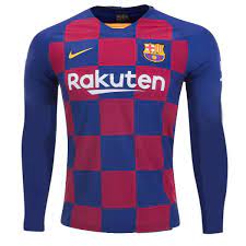 This new barcelona top is a shout out to that famous side, with twin red stripes on the front, back and sleeves just like the jersey from 10 years back. Barcelona Home Long Sleeve Football Shirt 19 20 Soccerlord