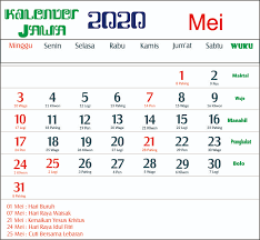 Selain itu ada 4 hari libur nasional dalam sebulan. Baru 23 Kalender Jawa Mei 2020