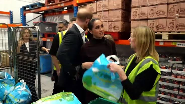 Duke and Duchess of Sussex visit a food bank