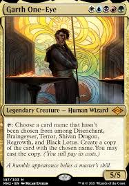 There are 19 different mtg godzilla cards. Garth One Eye Mtg Card