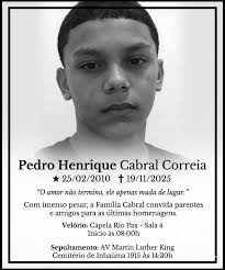 Com profunda tristeza, informamos o falecimento de Pedro Henrique Cabral  Correia. Nossos corações estão em luto e unidos pela dor desta perda tão  imensa. O velório acontecerá na Capela Rio Pax –