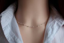 Beaded Chain Necklace Neck Ras Silver Satellite Necklace Ball Chain Women S Gift Idea In 2020 Beaded Chain Chain Necklace Necklace