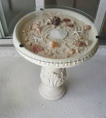 Bird Bath Shell Table Diy Bird Bath Beachy Decor Sea Decor