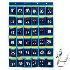 Classroom Pocket Chart For Cell Phones Hanging Pocket Organizer With 4 Hooks Classroom Sundries Closet For Calculators 36 Numbered