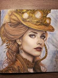 From Sherri Baldy Steampunk Besties. Mostly pencils. Pan pastel background. 