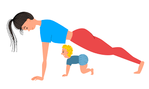 Mom and son do yoga, do the plank pose on straight arms. 5103386 Vector Art  at Vecteezy
