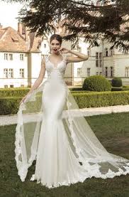 Satin Mermaid Wedding Dresses With Detachable Train Bridal Gown Open Back Wedding Gown V Neck B Satin Mermaid Wedding Dress Wedding Dress Train Wedding Dresses