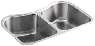 Kohler stainless steel kitchen sinks. Kohler K 3899 Na Stainless Steel Staccato 32 Double Basin Under Mount 18 Gauge Stainless Steel Kitchen Sink With Silentshield Faucetdirect Com