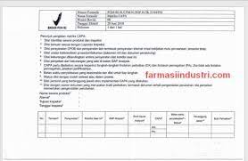 Diisi temuan sesuai dengan laporan inspeksi; Corrective Action And Preventive Action Capa Di Industri Farmasi Farmasi Industri
