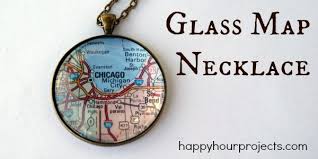 Glass Map Necklace Map Necklace Bezel Jewelry Map Pendant