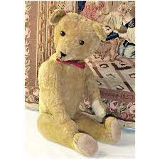 Gold Mohair Teddy, Straw Stuffed with Hump - Ruby Lane