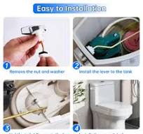 Aohcae Universal-Ersatz-WC-Tank-Spülhebel, WC-Griff, Ersatzhebel mit  Edelstahl-Flapper-Ketten für die meisten seitlichen Toiletten,  WC-Reparaturgriff, ...