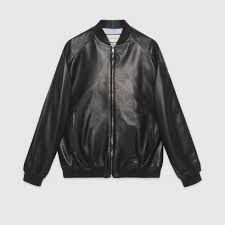 Shop The Leather Bomber With Paramount Logo By Gucci A Soft Leather Oversize Bomber Jacket With The Paramount Log Fashion Dresss Outerwear Women Womens Bomber