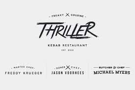 Thriller Restaurant With Jason Mike And Freddy Logo Kutan Ural Thriller Graphic Design Inspiration Types Of Lettering