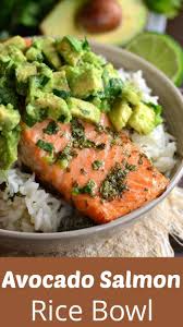 Avocado Salmon Rice Bowl Beautiful Honey Lime And Cilantro Flavors Come Together Is This Tasty Salmon Health Dinner Recipes Healthy Recipes Salmon Rice Bowl