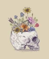 Growing flowers coming out of head drawing. Image Result For Flower Growing Process Sketch Flower Art Skull Art Art Prints