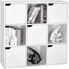 Les cubes de rangement du système d'étagère modulable s'assemblent entre eux sans outil grâce à un système astucieux breveté. Etagere De Rangement 9 Cubes Bibliotheque En Bois Armoire De Livres Armoire De Rangement Inclus 4 Cubes Ouvertes Et 5 Cubes Avec Portes Pour Salon Bureau Salle D Etude Style Moderne Blanc 9 Cubes Meerveil