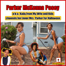 Sheesh: #ParkerMcKennaPosey, a.k.a. Kady Kyle from the hit television show  #MyWifeAndKids,” dressed up as #MrsParker from the classic 1995 film  #Friday and she's stunning! 🌴😍🥵 Shoutouts to the photographer for  capturing this