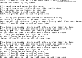 Baby If You Ll Give Me All Of Your Love By Elvis Presley Lyrics