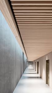 Check spelling or type a new query. Corridor With Solid Wood Panels Ceiling Installation In 2021 Wooden Ceiling Design Wood Ceiling Panels Wood Slat Ceiling