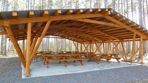 Wooden Picnic Shelter Espaco Festa Telhados Casas