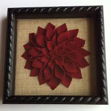 Framed Burgundy Felt Dahlia Wall Decor 8x8 Black Shadow Box Burgundy Walls Burgundy Living Room Frame Wall Decor