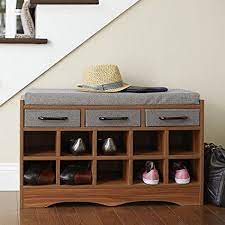 .this shoe storage bench makes it easy to keep sneakers and flats organized, while the seat cushion invites guests to sit as they tie their laces. Amazon Com Household Essentials Entryway Shoe Storage Bench With Cushion And Drawers Brown Home Kitchen Entryway Bench Storage Bench With Shoe Storage Entryway Shoe Storage