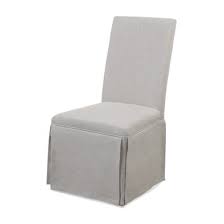 Miniature dollhouse 2 skirted high back parson armless dining chairs; Bassett Mirror Belgian Modern Skirted Parsons Chair In Grey Set Of 2 Dpch8 746 By Dining Rooms Outlet