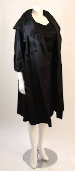 1950 S Black Beaded Silk Ensemble Cocktail Dress And Opera Coat Size 6 Dresses Opera Coat Cocktail Dress