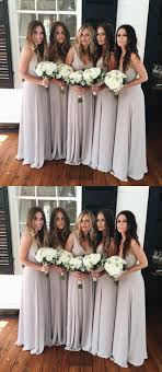 A Line Scoop Floor Length Light Grey Chiffon Bridesmaid Dress Simple Bridesmaid Dresses Bridesmaid Dresses Long Chiffon Cheap Bridesmaid Dresses