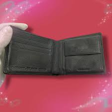 美品》 ディーゼルブラックゴールド 二つ折り財布 レザー ブラック