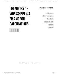 The symbol p means the negative of the logrithm of. p is often used with very small or very large values. Chemistry 12 Worksheet 4 3 Ph And Poh Calculations By Paulinestevenson3944 Issuu