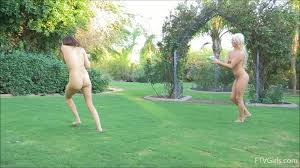 Two lovely girls show their nude bodies in a backyard | Any Porn