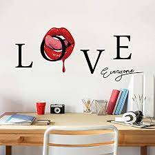 Über 7.000 wandtattoos & wandsticker oder gestalte deine eigenen wandaufkleber. Amazon Com Witkey Sexy Red Lips Love Everyone Quotes Wall Sticker Home Decals For Walls Home Decorations Wall Decals Wallpaper For Living Room Bedroom Removable Vinyl Mural Arts Crafts Sewing