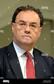 Andrew Bailey who was part of the team that delivered the Bank of England  Financial Stability Report, to the waiting media in City of London Stock  Photo