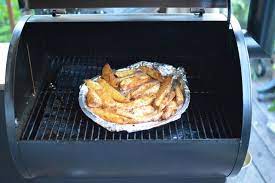 Crispy No Fry Potato S On The Traeger Grill Recipe Grilling Recipes Pellet Grill Recipes Traeger Grill