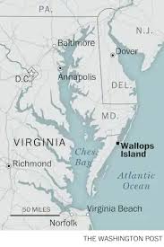 This image shows how long after launch it will take for the rocket to come into view depending on location. Wallops Island Virginia May Soon Become The Second Busiest Launch Site In The Country The Washington Post