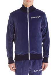 Enjoy express shipping & free returns. Palm Angels Cotton Chenille Velour Track Jacket In Navy Blue Blue For Men Lyst
