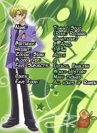 The host club ambiguously bi: Tamaki Bio By Alchemist Jessica On Deviantart Wait Is That His French Name I Didn T Know T Ouran High School Host Club Funny High School Host Club Host Club