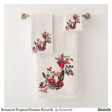 We also offer bridal & gift registry for your big event. Botanical Tropical Flowers Floral Bath Towel Set Zazzle Com Floral Bath Towels Bath Towels Towel Set