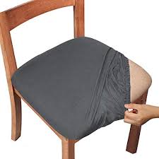 Subrtex jacquard stretch dining room chair slipcovers dining room chair cover for seat only. Gute Chair Seat Covers Dining Room Chair Seat Covers With Ties Stretch Solid Chair Covers Protectors For Dining Room Kitchen Chairs Set Of 4 Grey Buy Online At Best Price In Uae